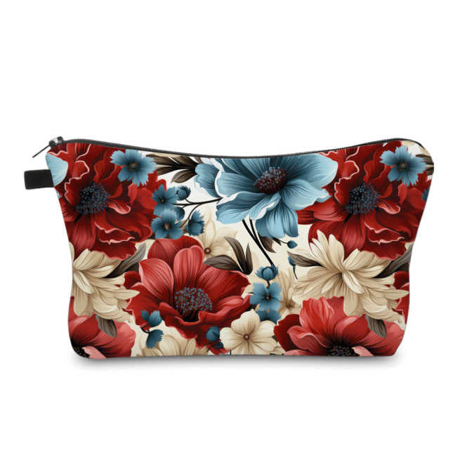 Pouch - Americana - Large Red White Blue Floral