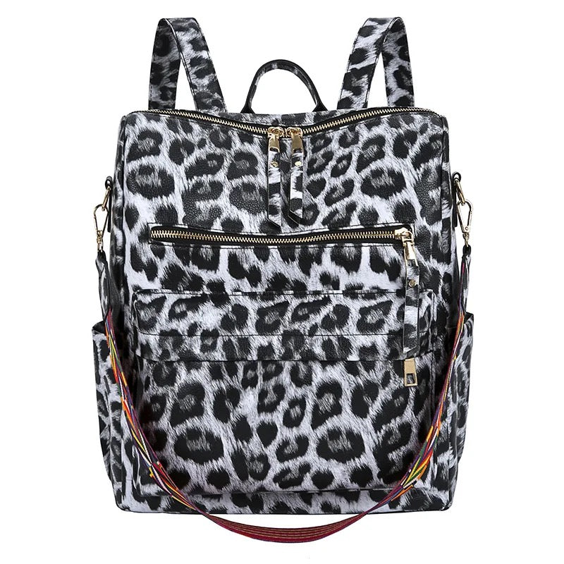 Brooke Backpack - Grey Animal Print