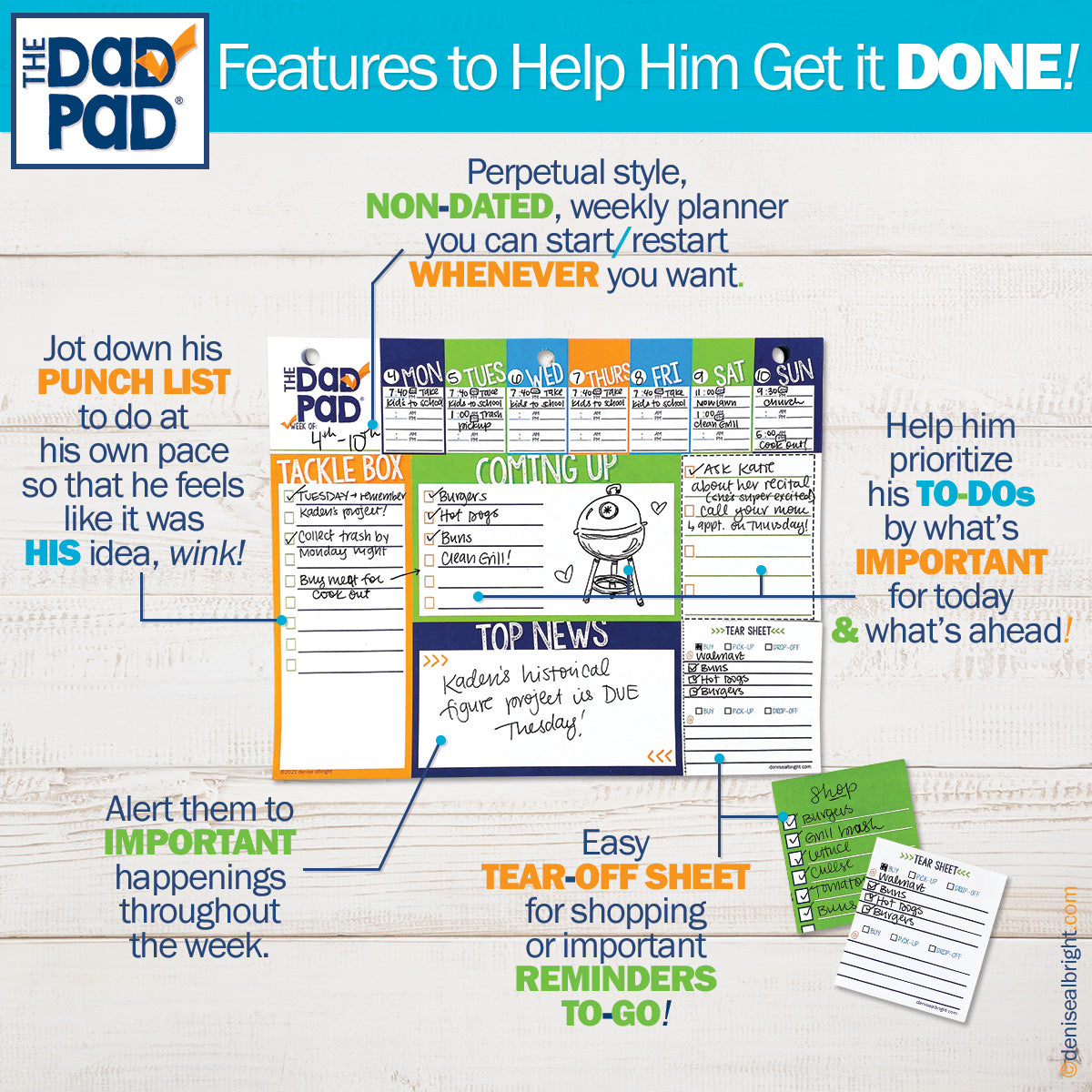 Dad Pad® Weekly Planner Pad - Denise Albright®