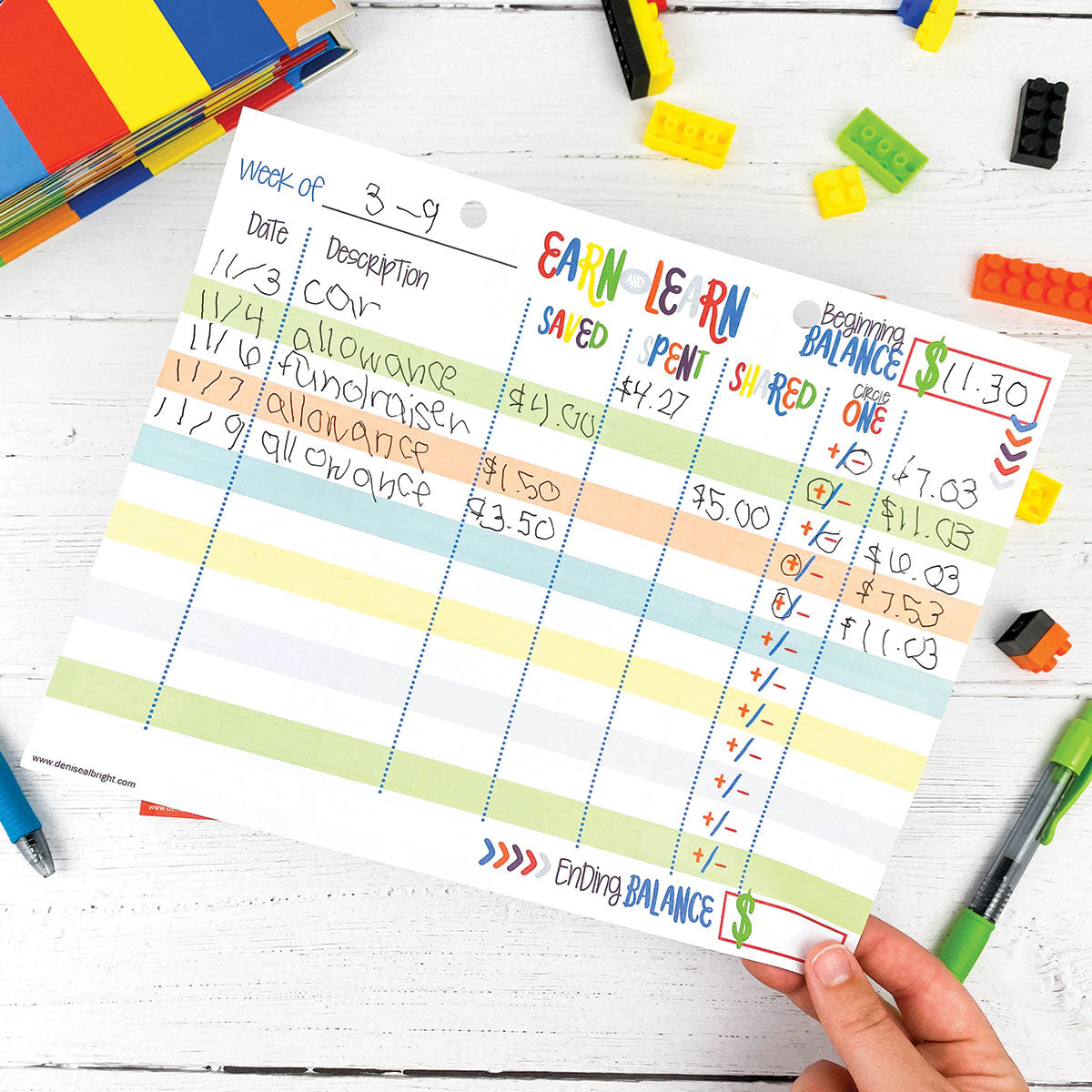 Earn & Learn® Kids Money Management Chore Chart Pad | Dry Erase Savings Tracker for School Age Kids - Denise Albright®
