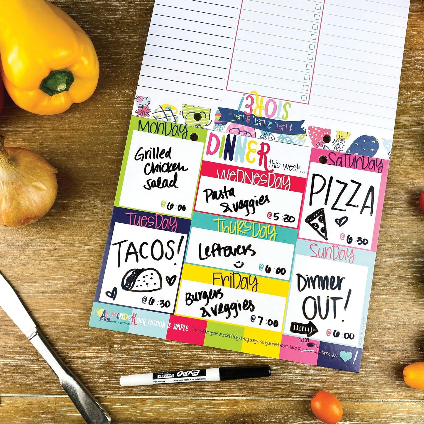 52-Week Meal Minder® Weekly Menu Planner Pad | Grocery List | Bonus Dry Erase Menu Board - Denise Albright®