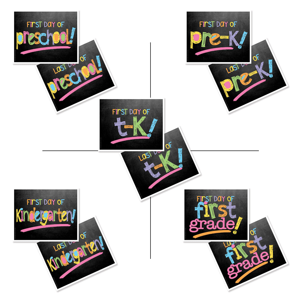 First & Last Day of School Signs | Photo Prop Deck | 17 Grades including T-K | (4) Styles - Denise Albright®