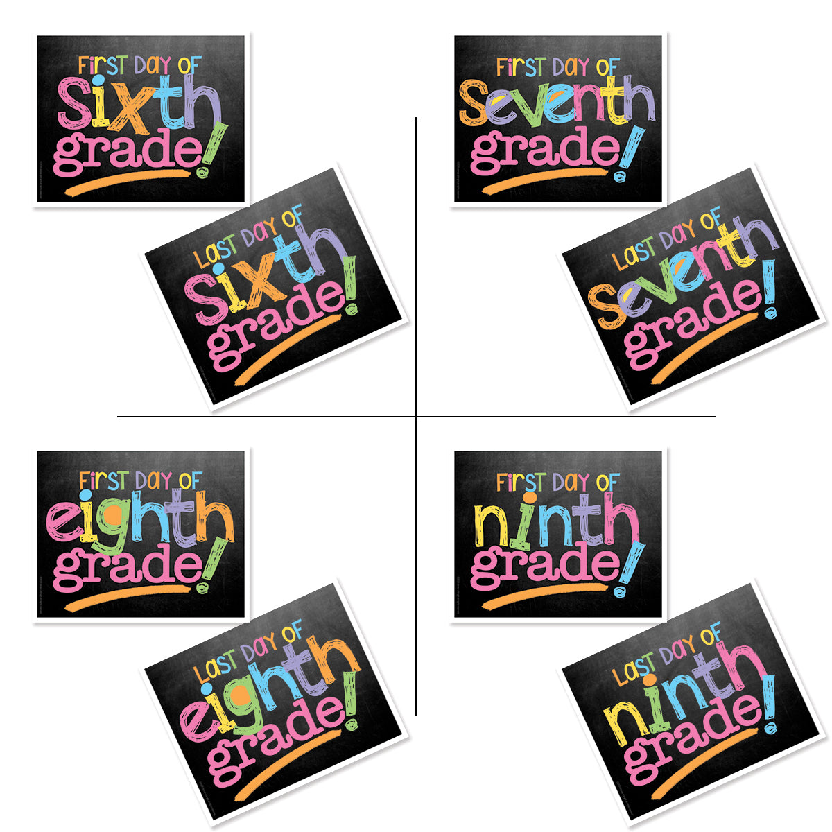 First & Last Day of School Signs | Photo Prop Deck | 17 Grades including T-K | (4) Styles - Denise Albright®