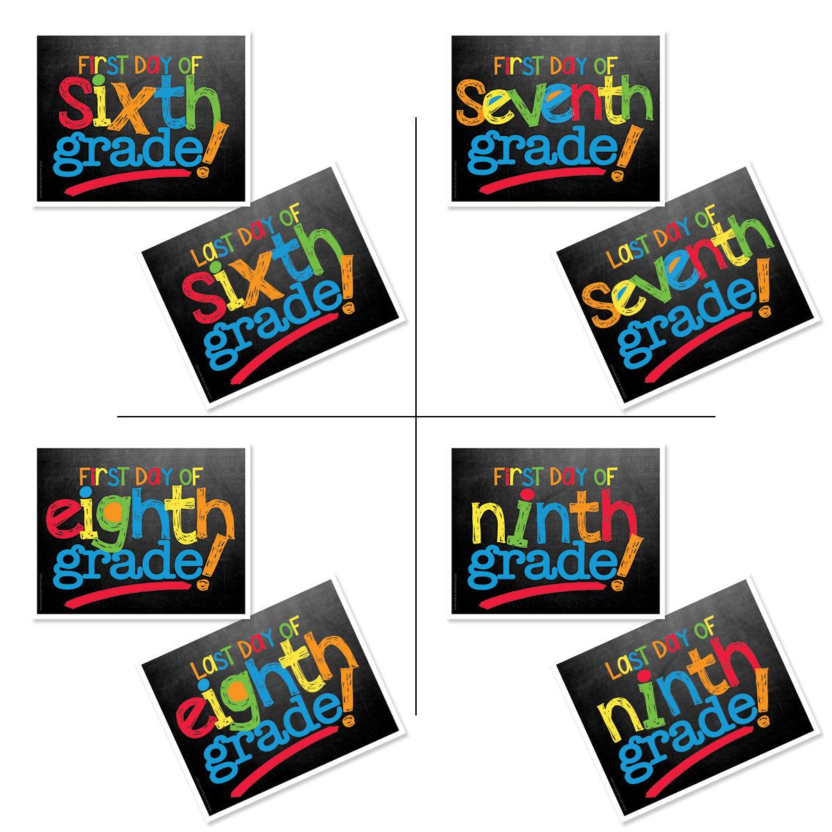 First & Last Day of School Signs | Photo Prop Deck | 17 Grades including T-K | (4) Styles - Denise Albright®