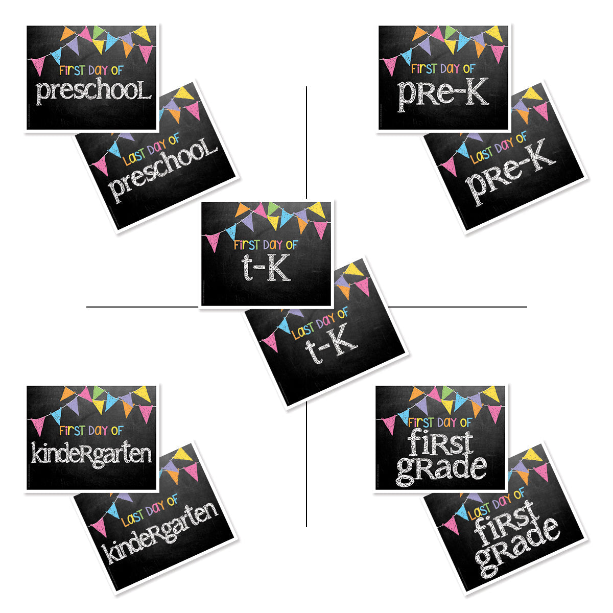 First & Last Day of School Signs | Photo Prop Deck | 17 Grades including T-K | (4) Styles - Denise Albright®