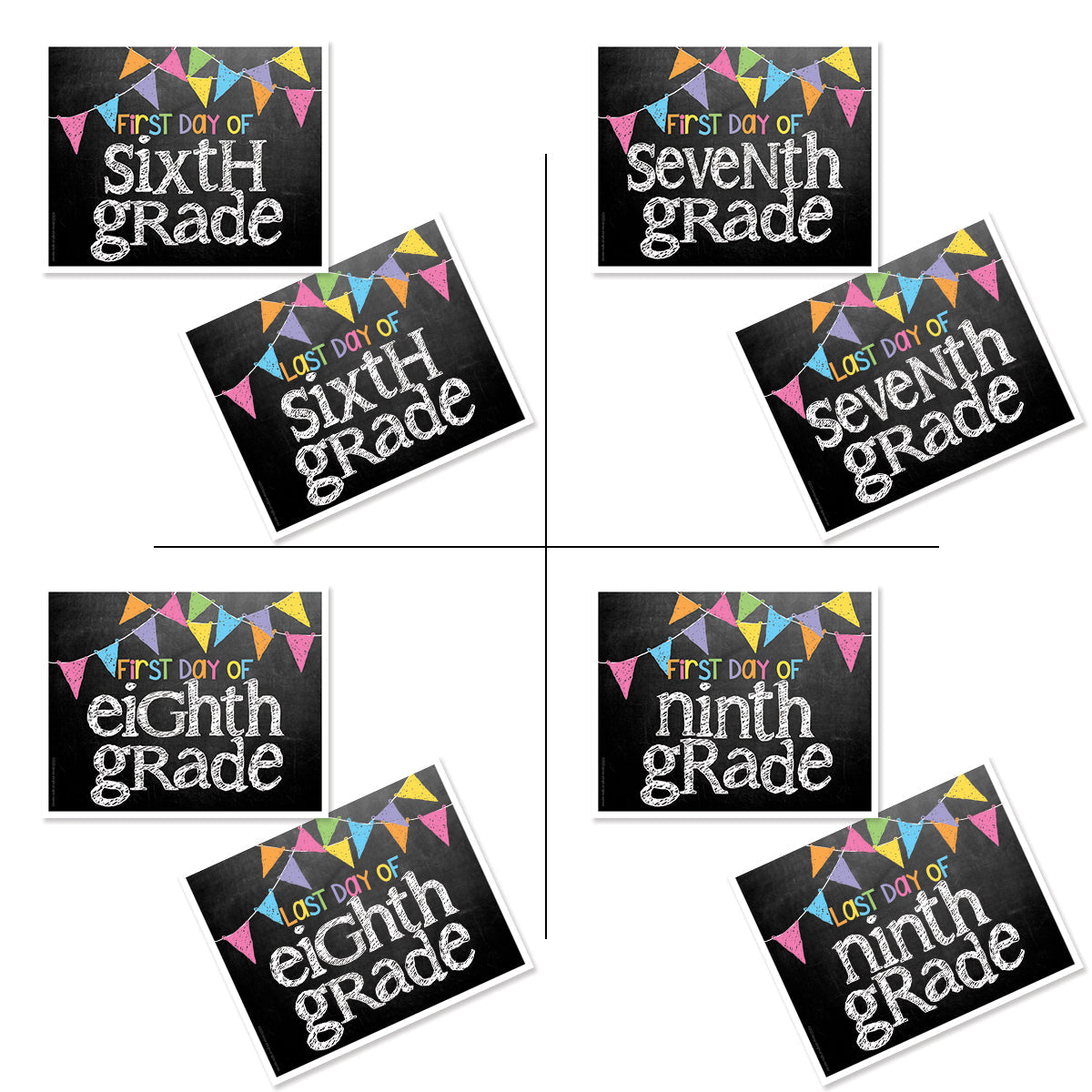 First & Last Day of School Signs | Photo Prop Deck | 17 Grades including T-K | (4) Styles - Denise Albright®