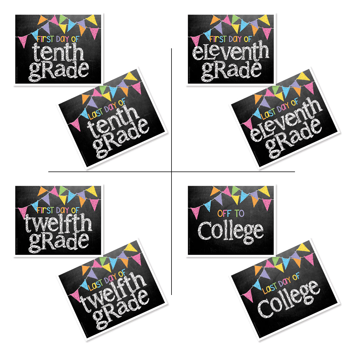 First & Last Day of School Signs | Photo Prop Deck | 17 Grades including T-K | (4) Styles - Denise Albright®