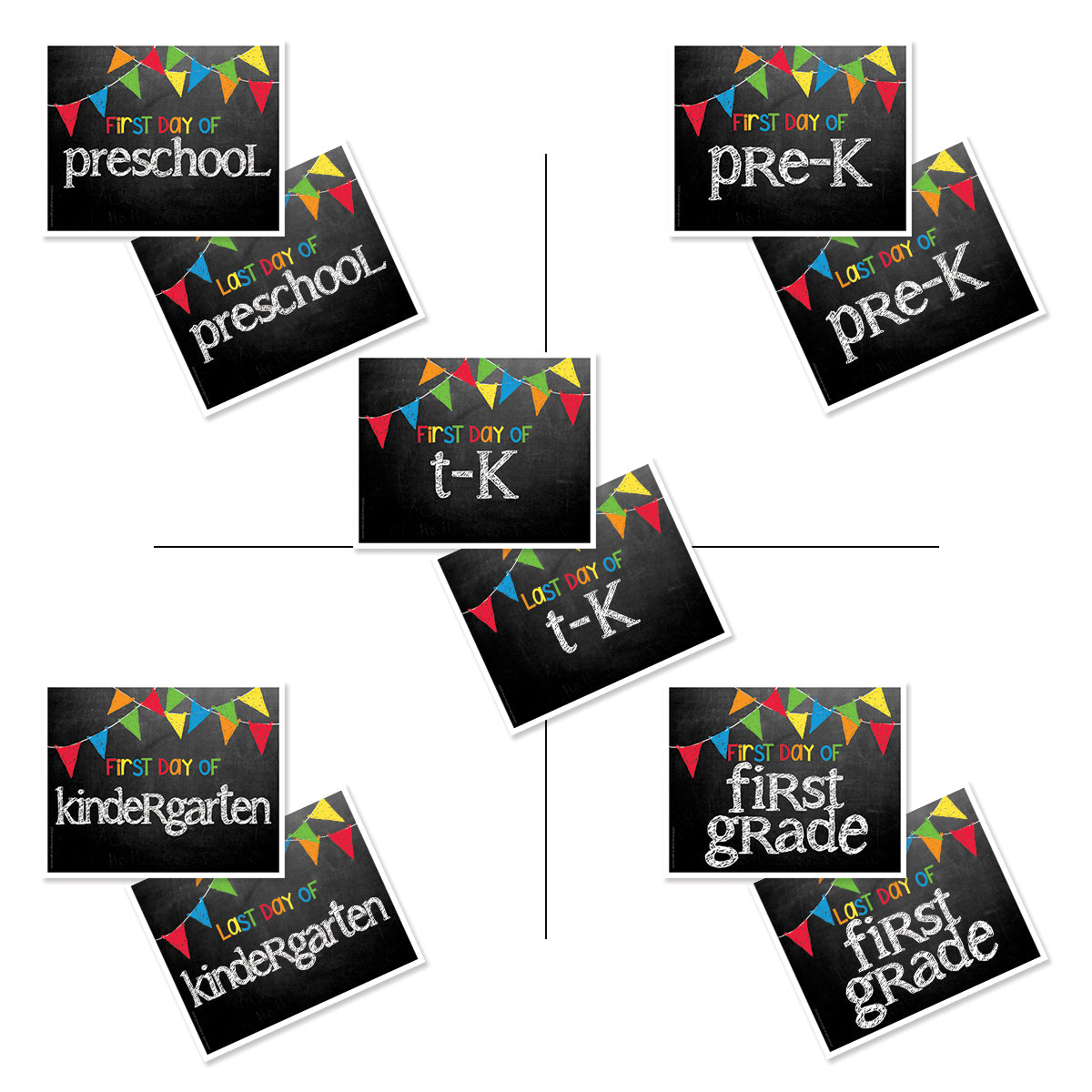 First & Last Day of School Signs | Photo Prop Deck | 17 Grades including T-K | (4) Styles - Denise Albright®
