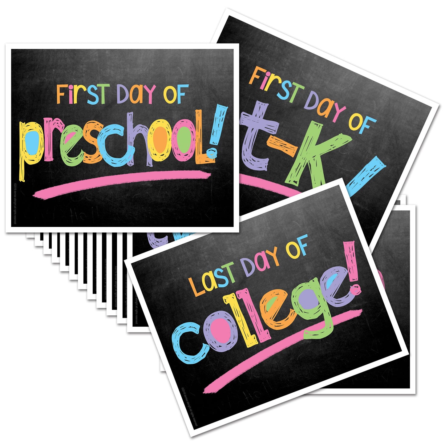 First & Last Day of School Signs | Photo Prop Deck | 17 Grades including T-K | (4) Styles - Denise Albright®