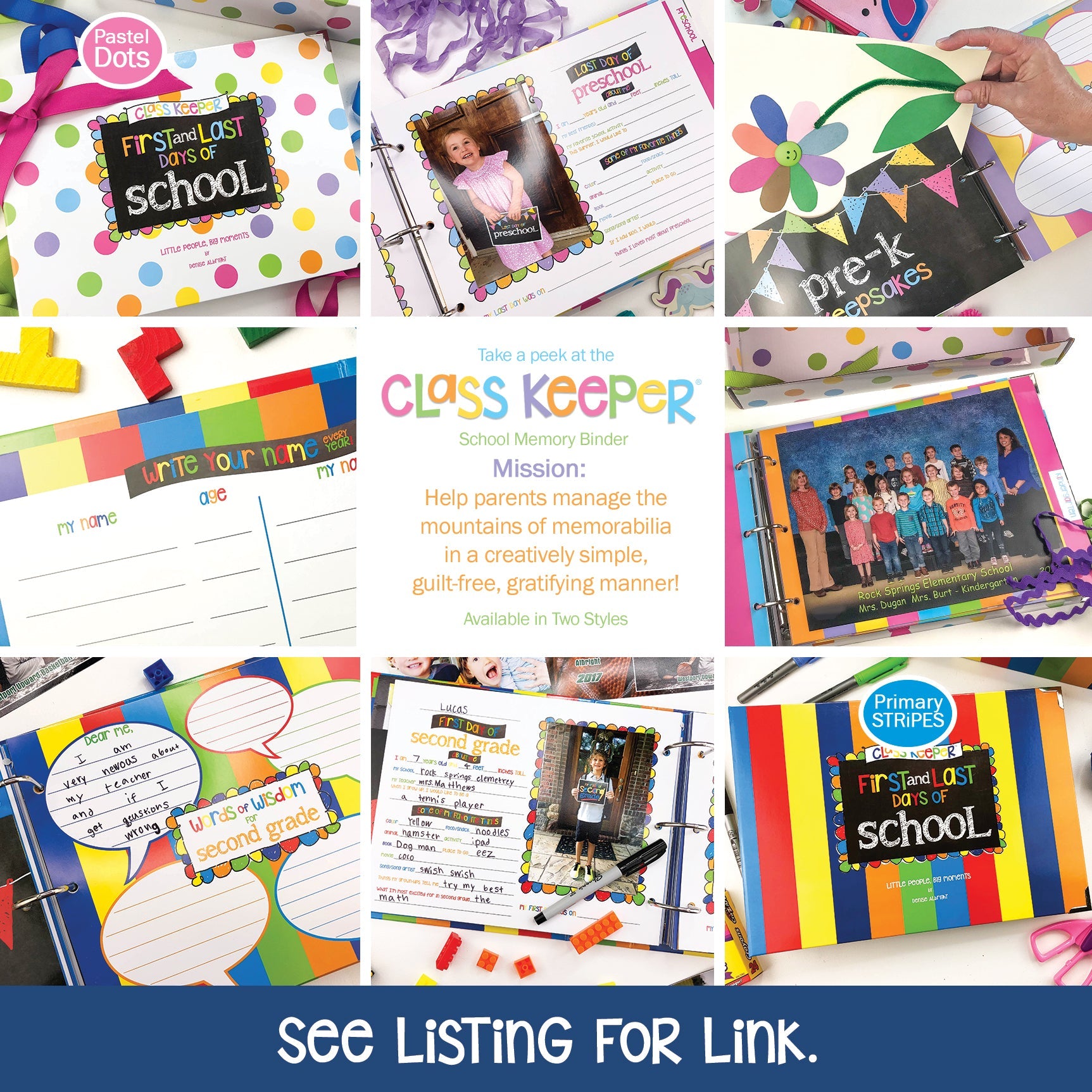 First & Last Day of School Signs | Photo Prop Deck | 17 Grades including T-K | (4) Styles - Denise Albright®