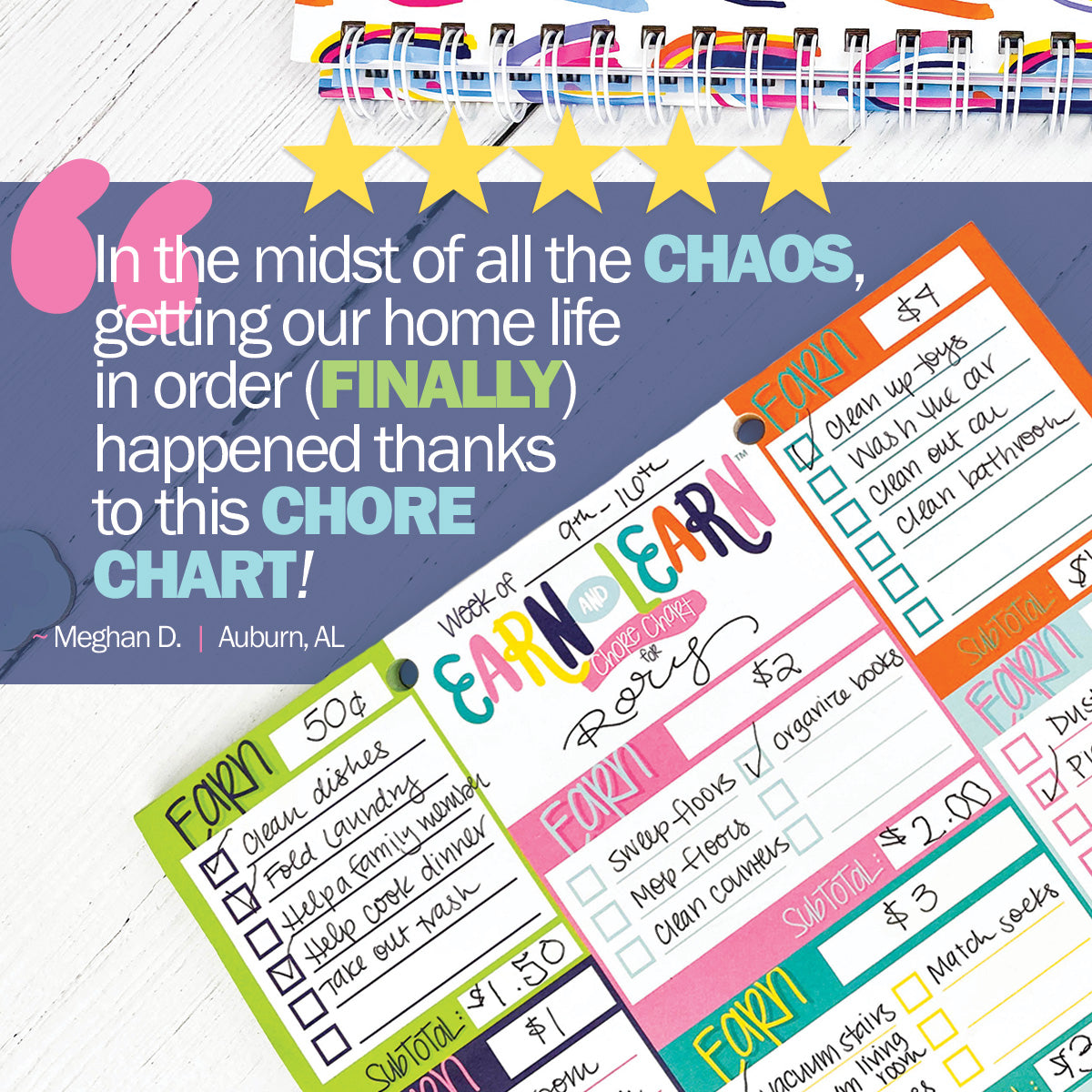 Earn & Learn® Kids Money Management Chore Chart Pad | Dry Erase Savings Tracker for School Age Kids - Denise Albright®