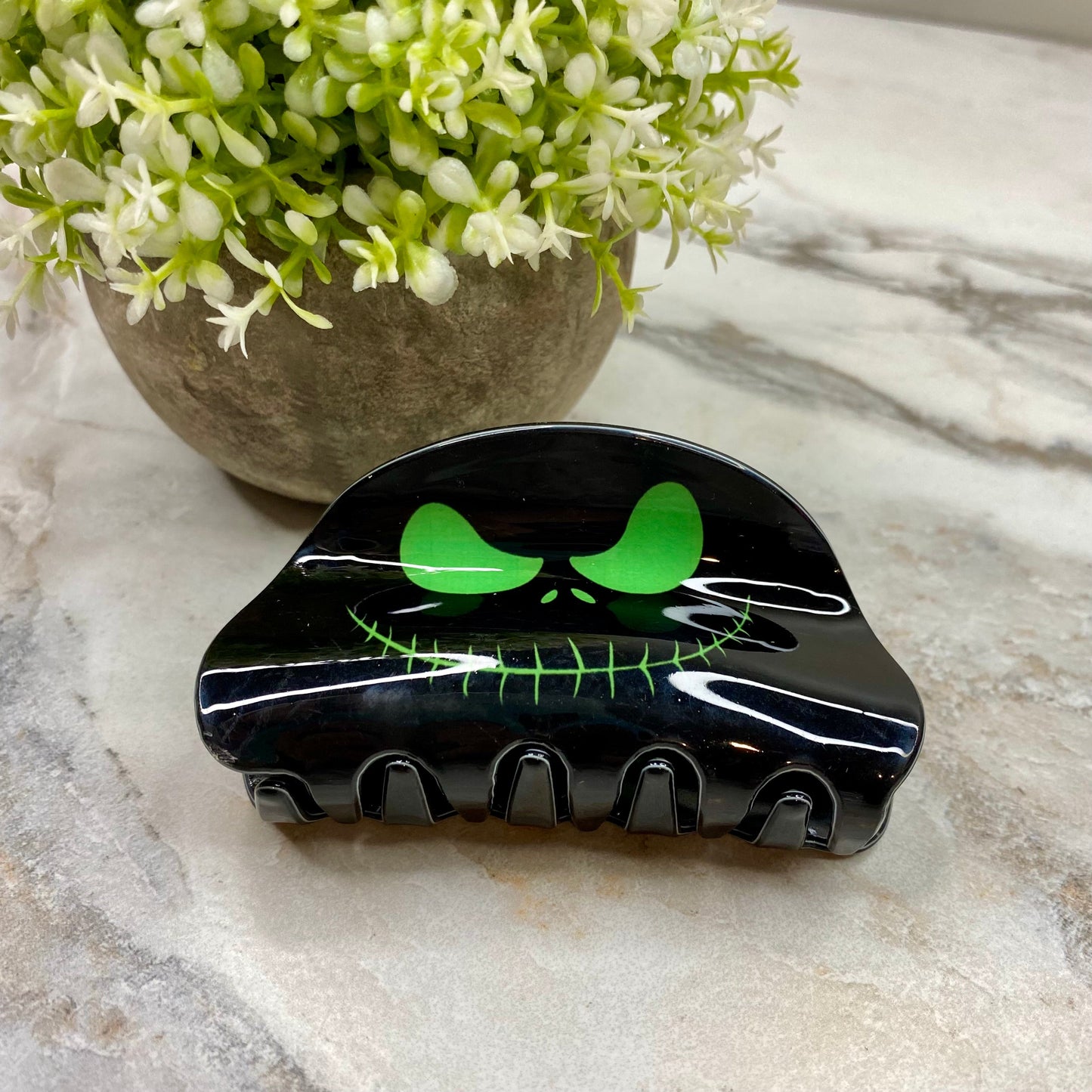Hair Clip - Skeleton Black Green