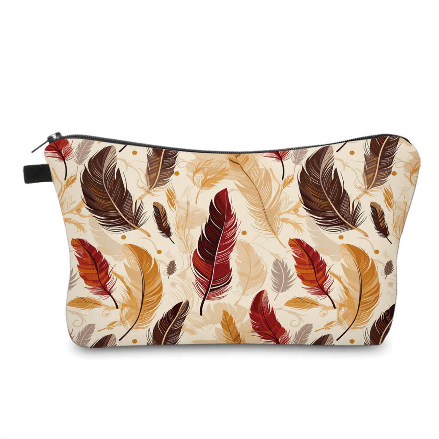 Pouch - Feathers Brown Rust Cream