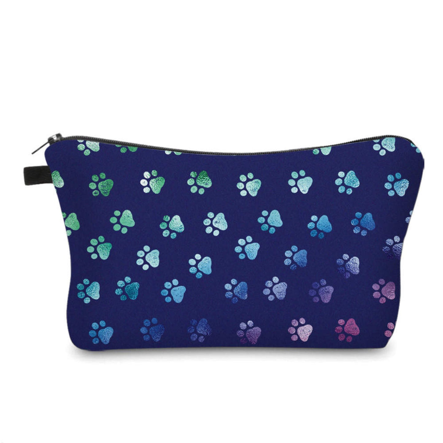 Pouch - Dog Paw Prints Navy Rainbow