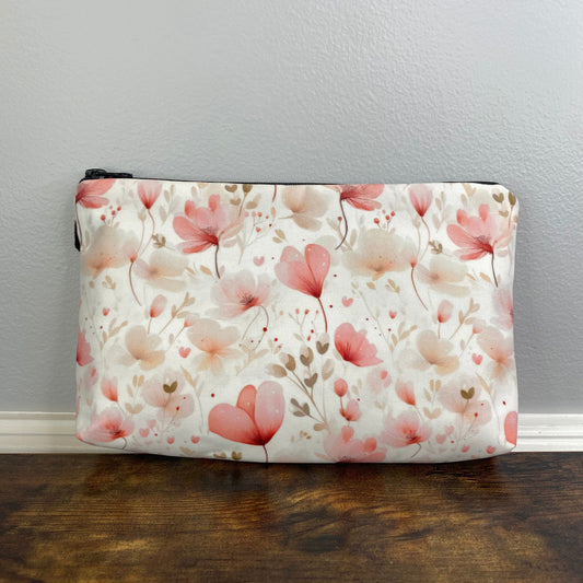 Pouch - Floral Pale Pink + Cream