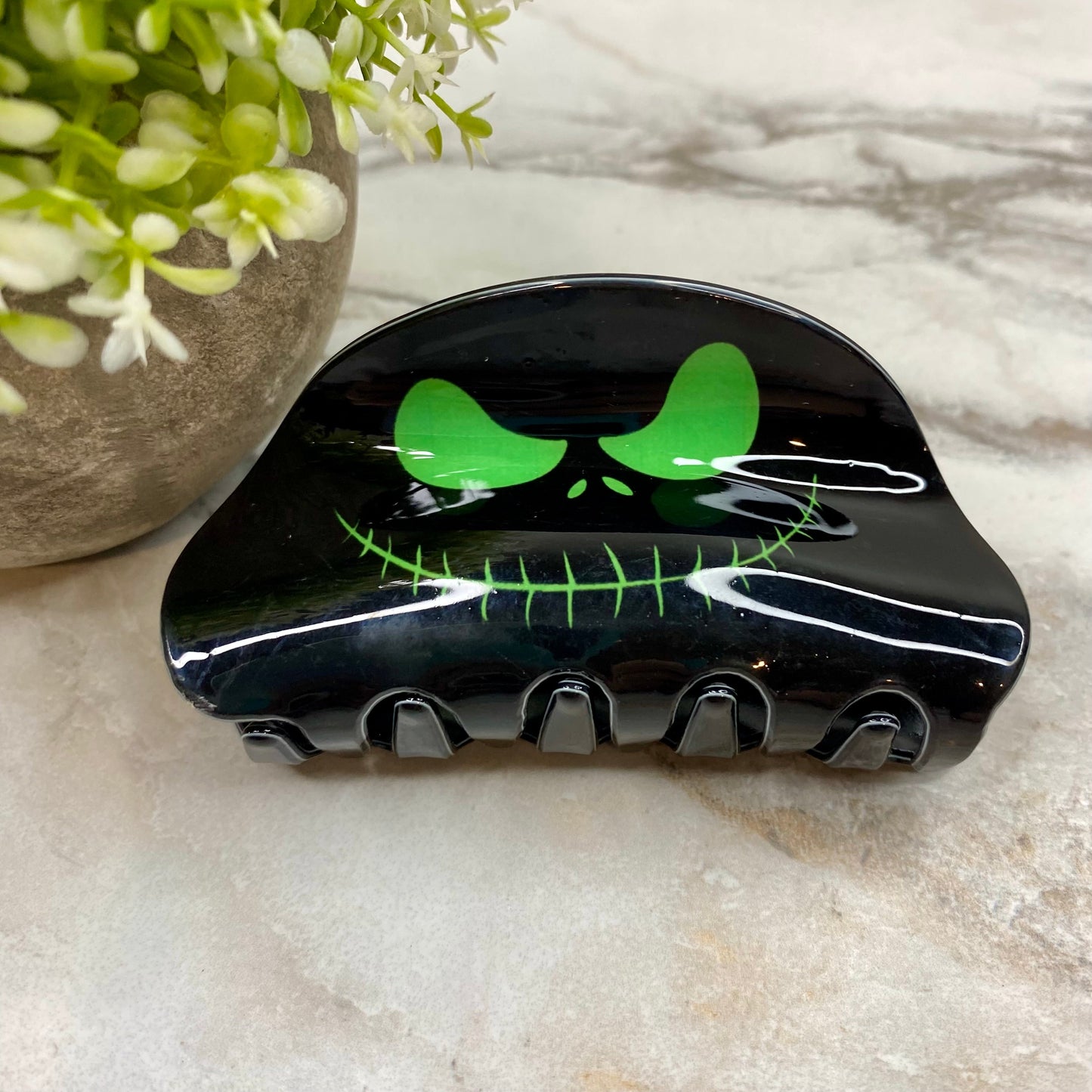 Hair Clip - Skeleton Black Green