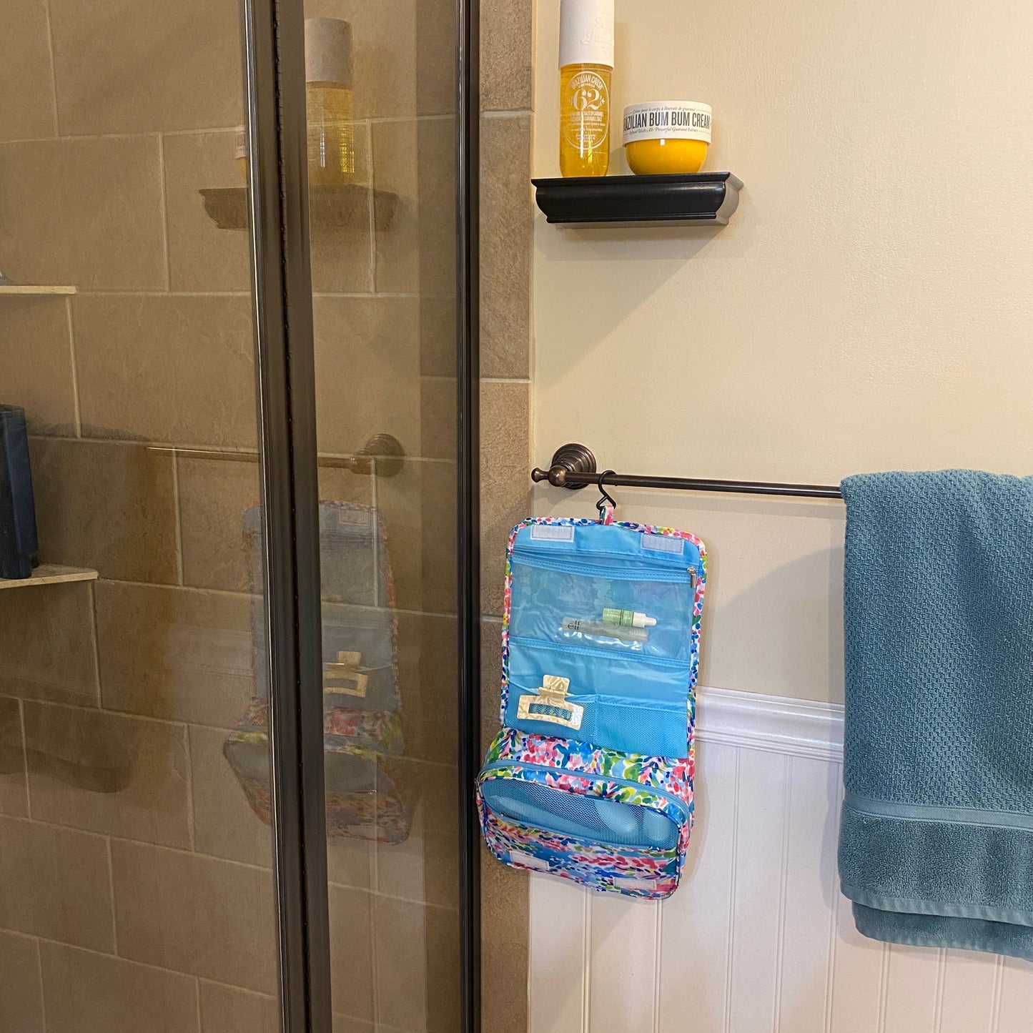 Hanging Toiletry Bag - Pink & Blue