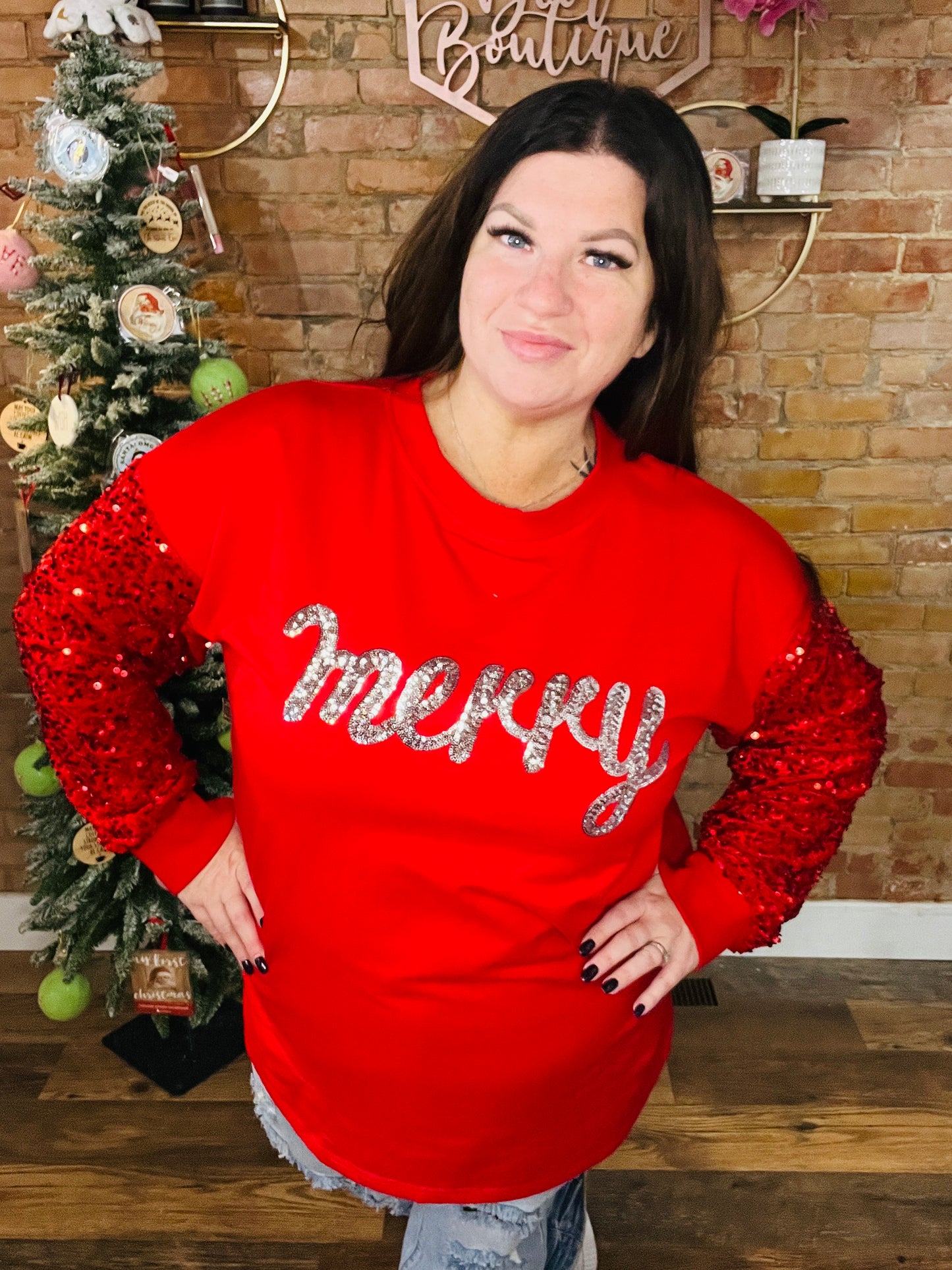 Merry Sweatshirt Tunic Top