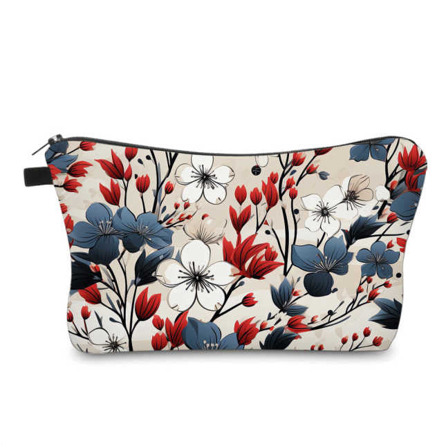 Pouch - Americana - Red White Blue Cherry Blossom