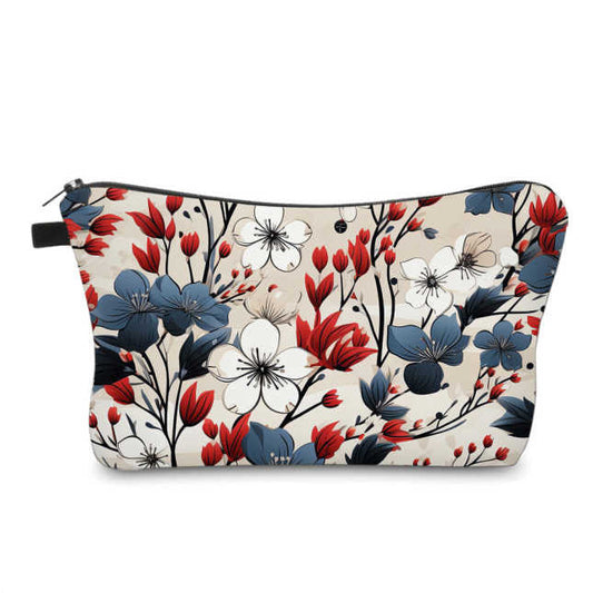 Pouch - Americana - Red White Blue Cherry Blossom