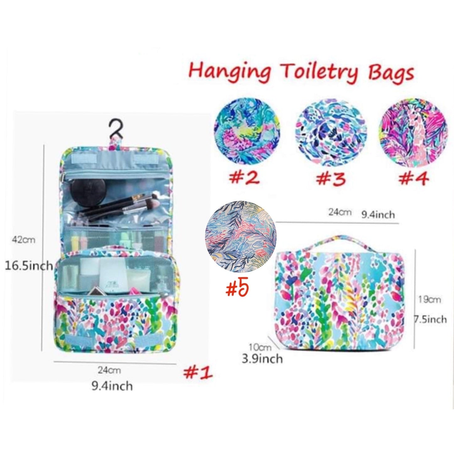 Hanging Toiletry Bag - Pink & Blue