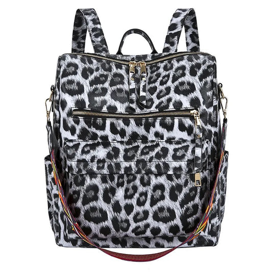 Brooke Backpack - Grey Animal Print