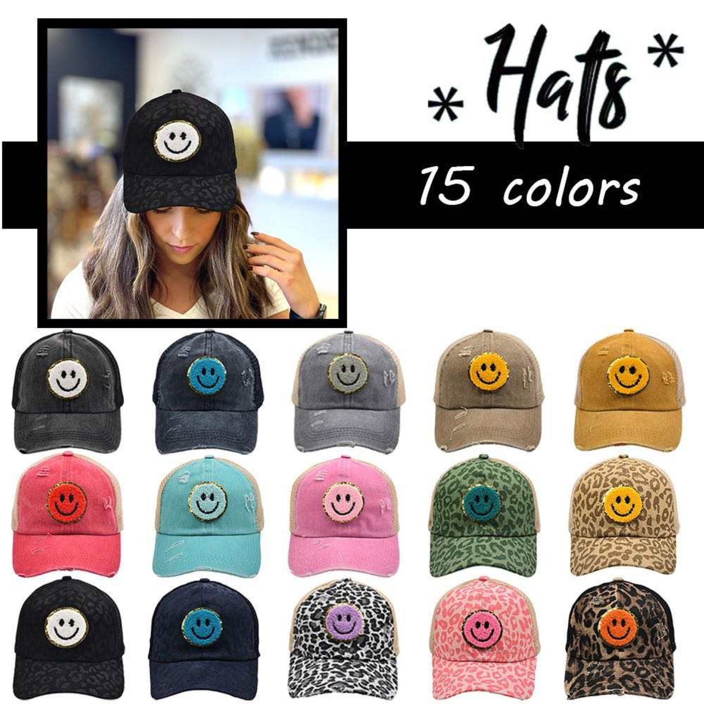 Hat - Smile, Distressed