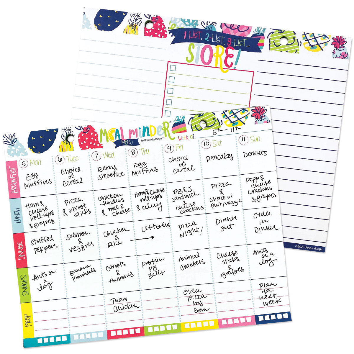 52-Week Meal Minder® Weekly Menu Planner Pad | Grocery List | Bonus Dry Erase Menu Board - Denise Albright® 