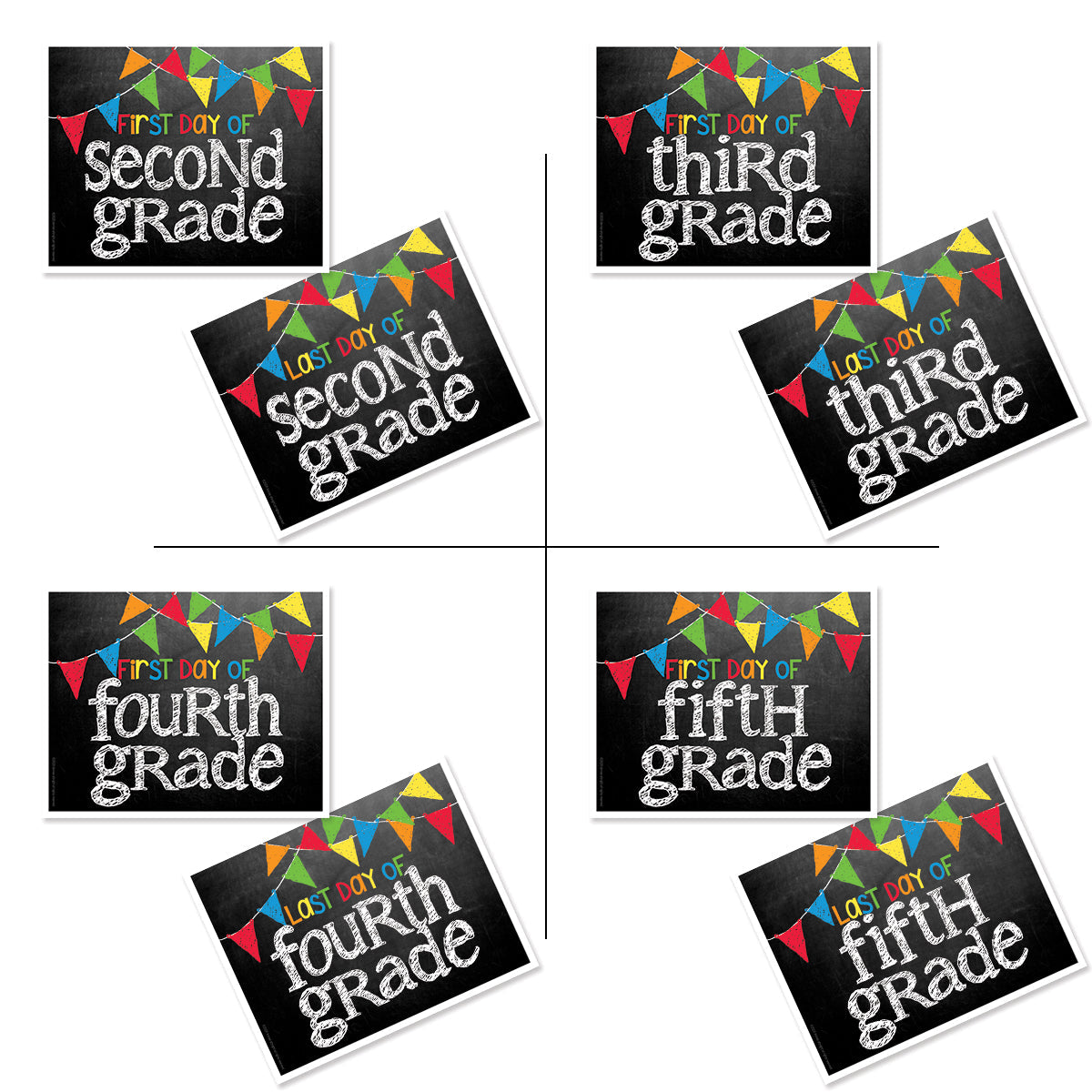 First & Last Day of School Signs | Photo Prop Deck | 17 Grades including T-K | (4) Styles - Denise Albright® 