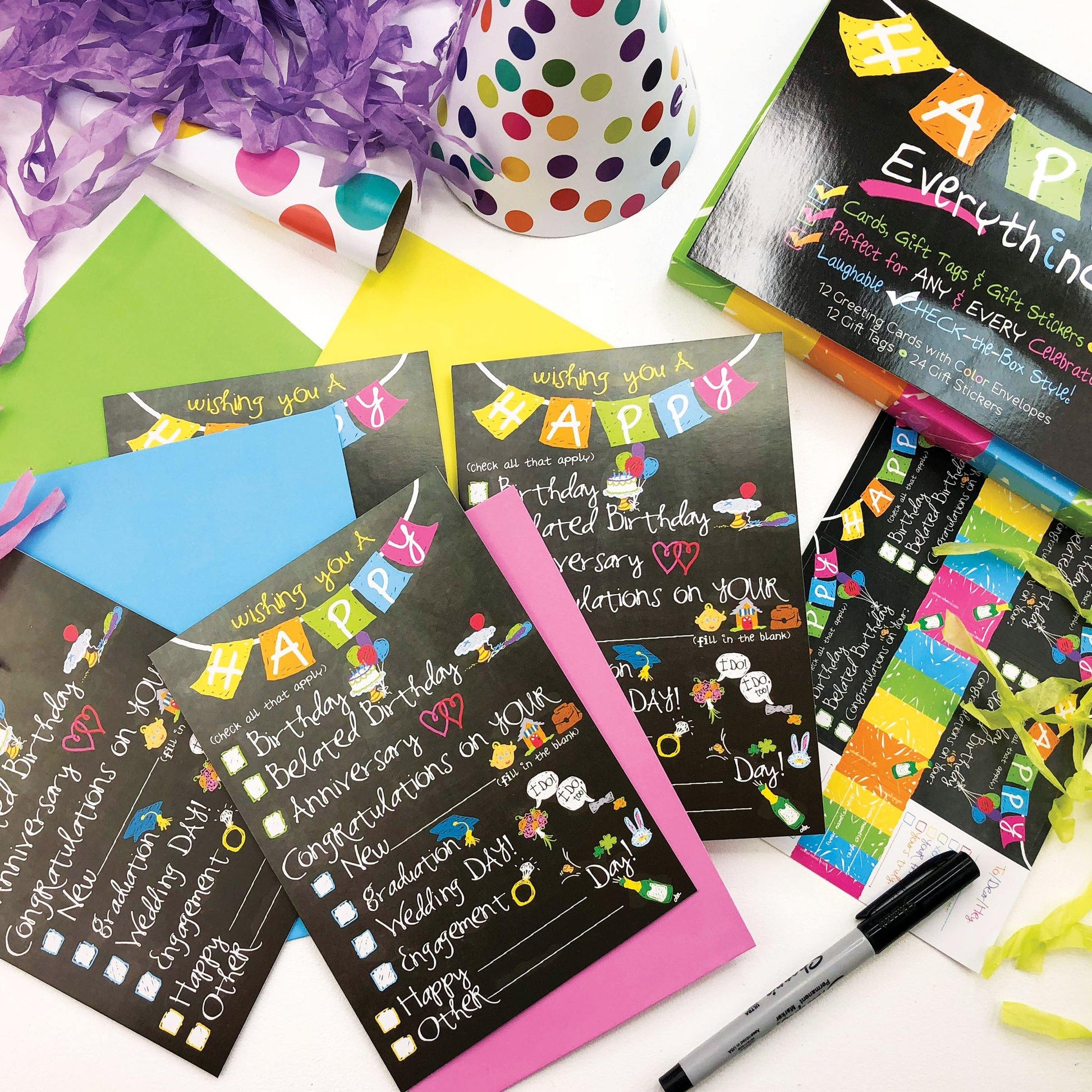 Funny Greeting Cards Boxed Set | All Occasions | Cards, Gift Tags & Gift Stickers - Denise Albright® 