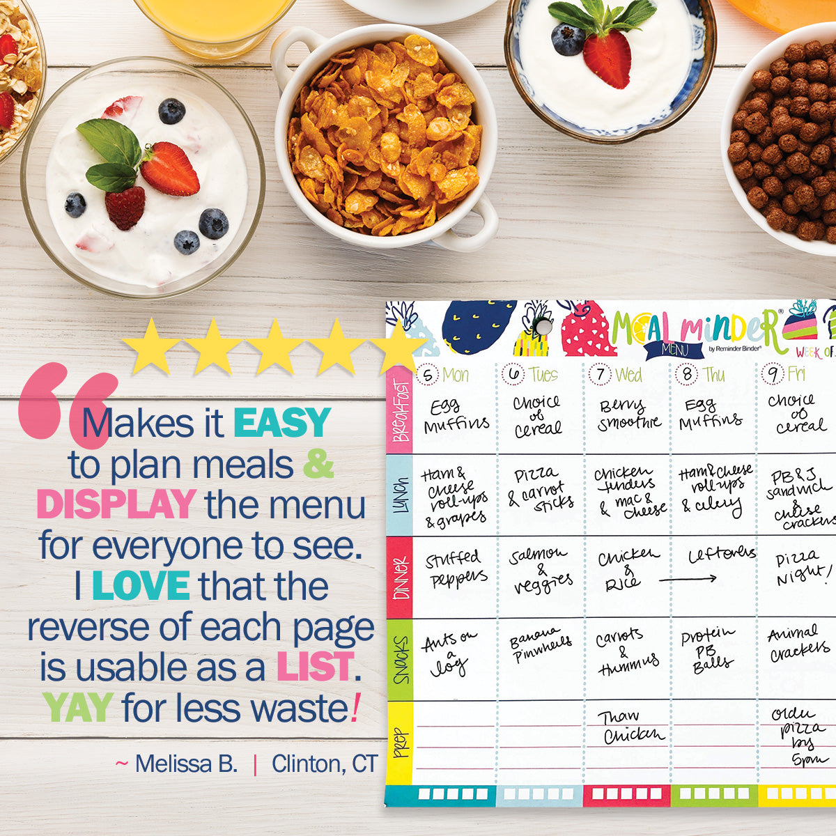 52-Week Meal Minder® Weekly Menu Planner Pad | Grocery List | Bonus Dry Erase Menu Board - Denise Albright® 